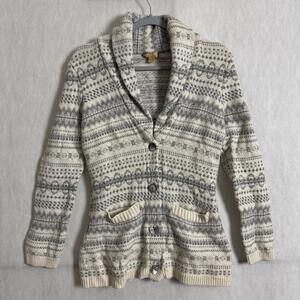 Katherine Kelly Women's Small Cashmere Fair Isle Button Up Sweater Cardigan